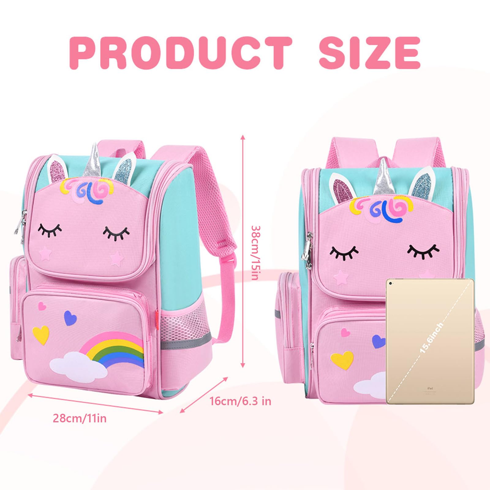 Aucuu Plecak dziewczęcy, plecak dla nastolatków, plecak kawaii, wodoodporny plecak szkolny dla dziewczynek, duża pojemność, plecak dziecięcy, na zewnątrz, do szkoły, na podróż, #1 różowy, 36*28*16cm