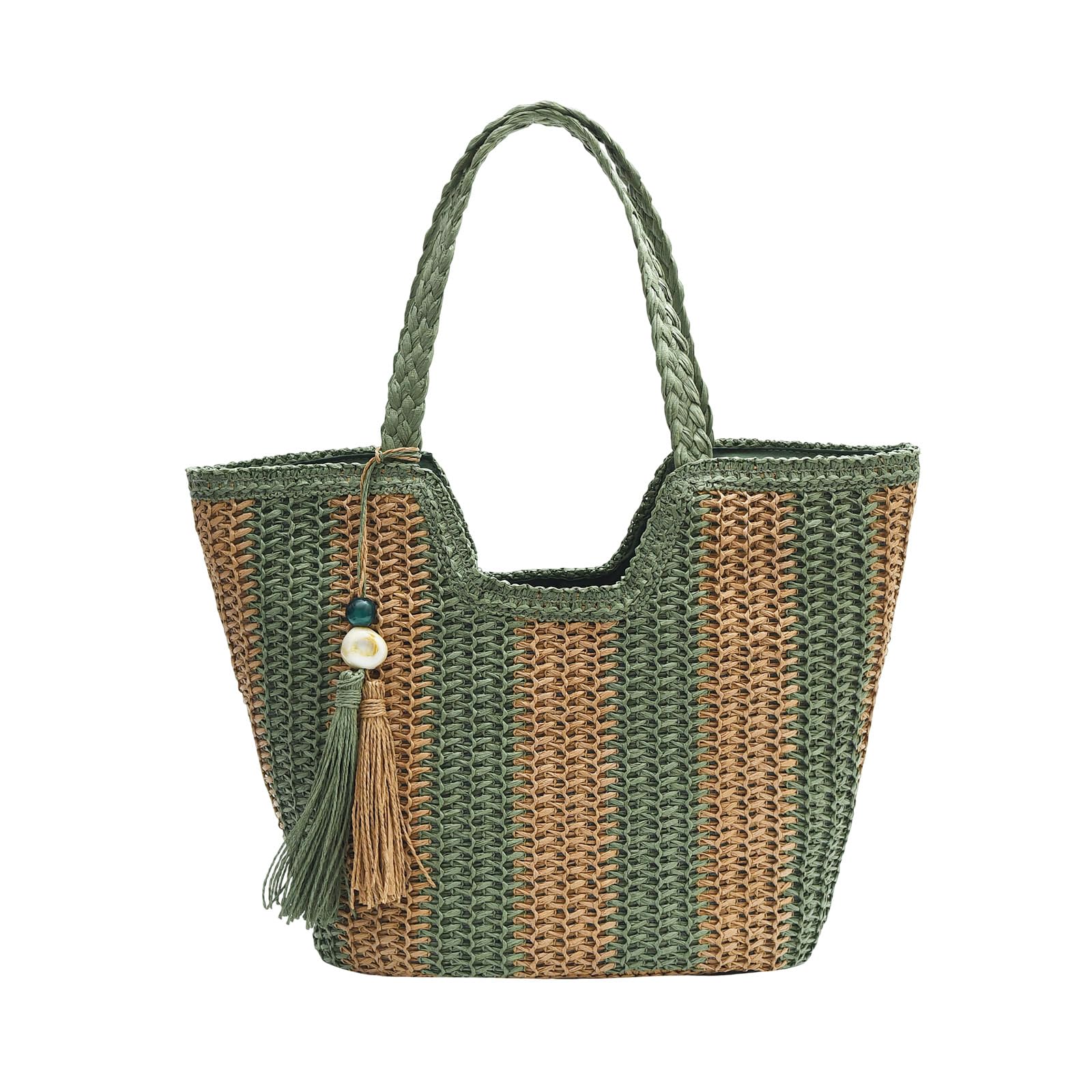 HuiYStar Große Stroh-Strandtasche für Frauen Sommerreise gef
