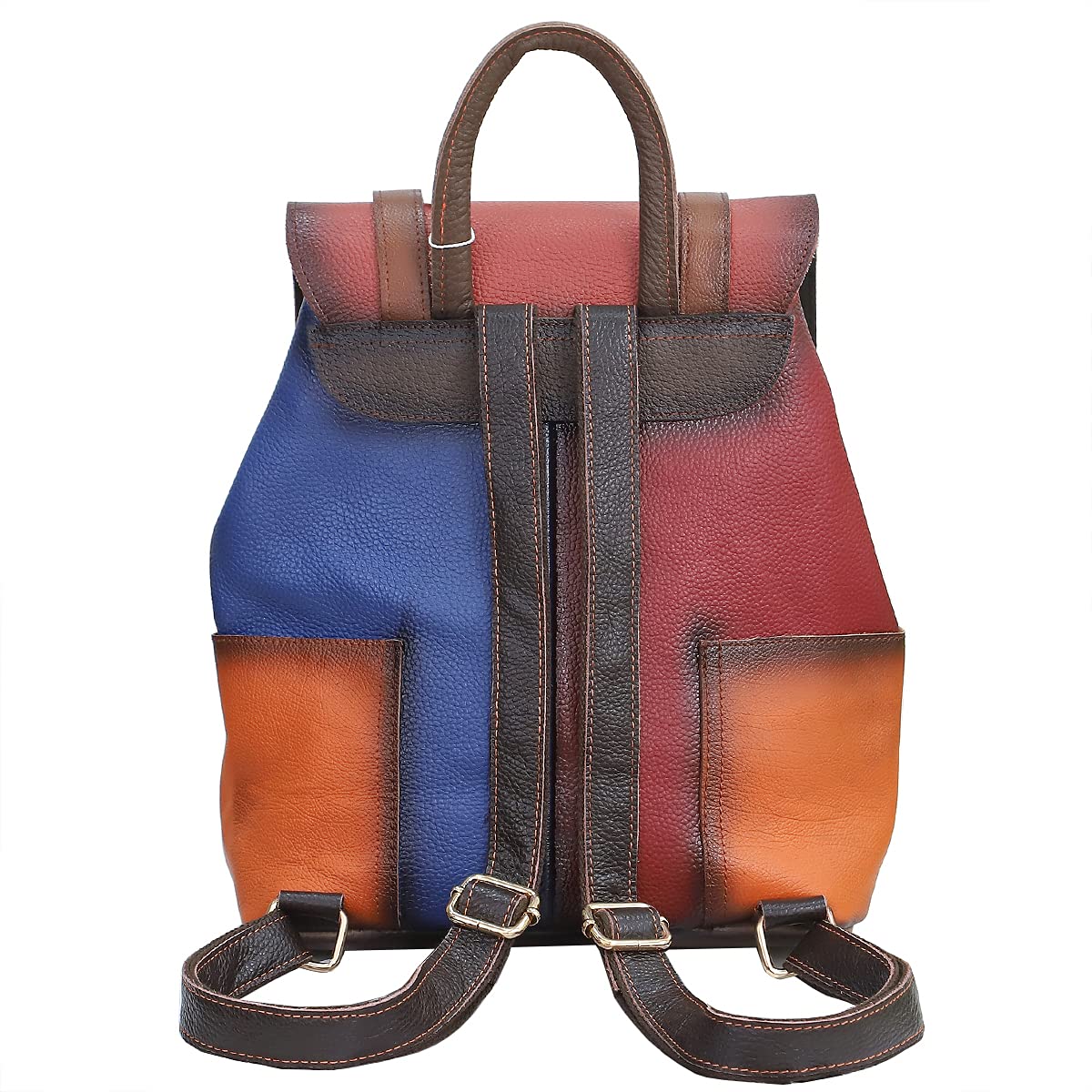 Random Multicoloured Backpack Genuine Leather Shoulder Handbag Colorful >:) Women Random Multicoloured Backpack Genuine Leather Shoulder  main image 3