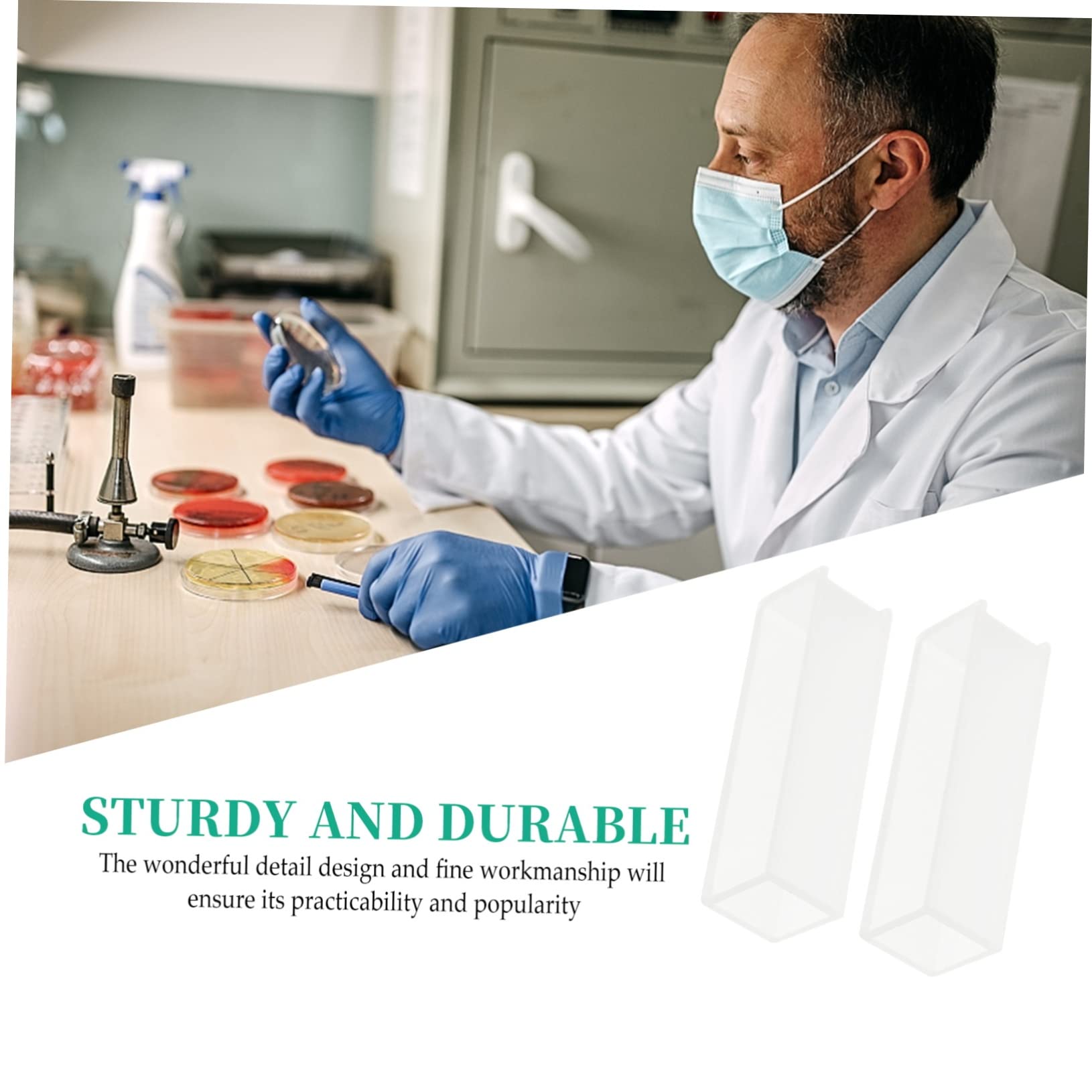 SOLUSTRE Set di 2 Cuvette in Materiale Sintetico per Spettrofotometro Percorso Ottico di 10mm per Esperimenti di Laboratorio e Analisi Comparativa