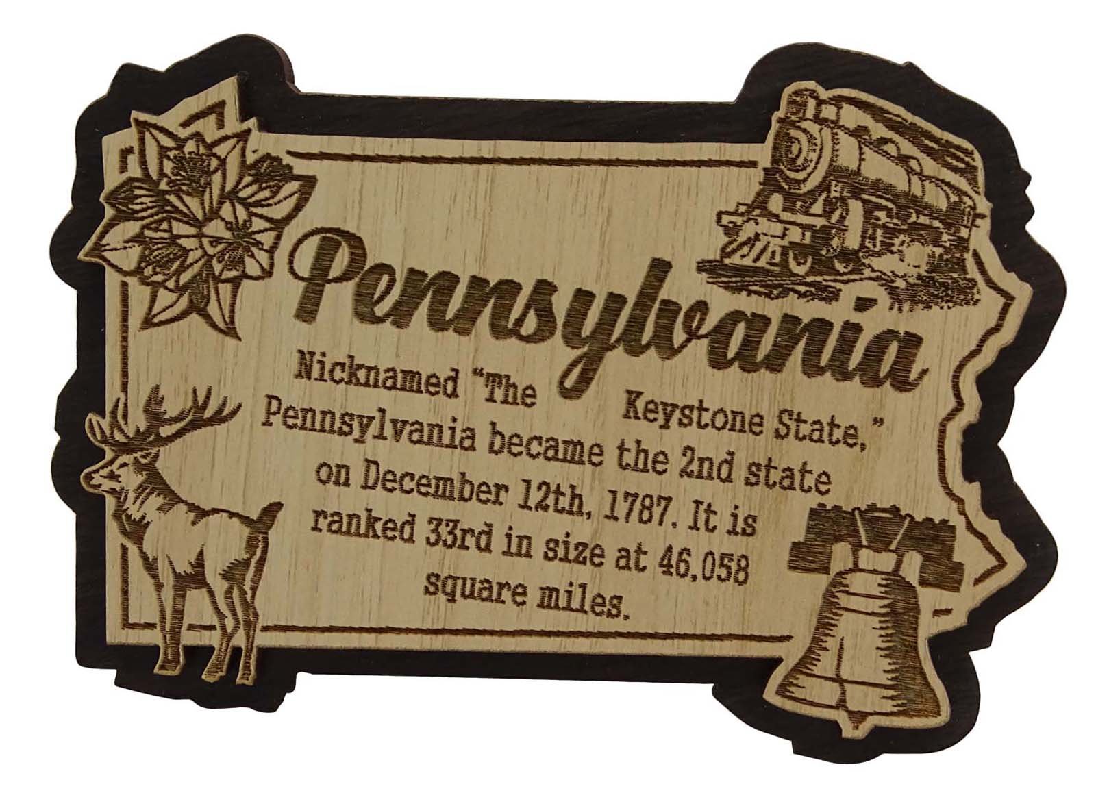 Printtoo USA Pennsylvania State Map Wooden Magnet Souvenir Fridge Magnet Gift