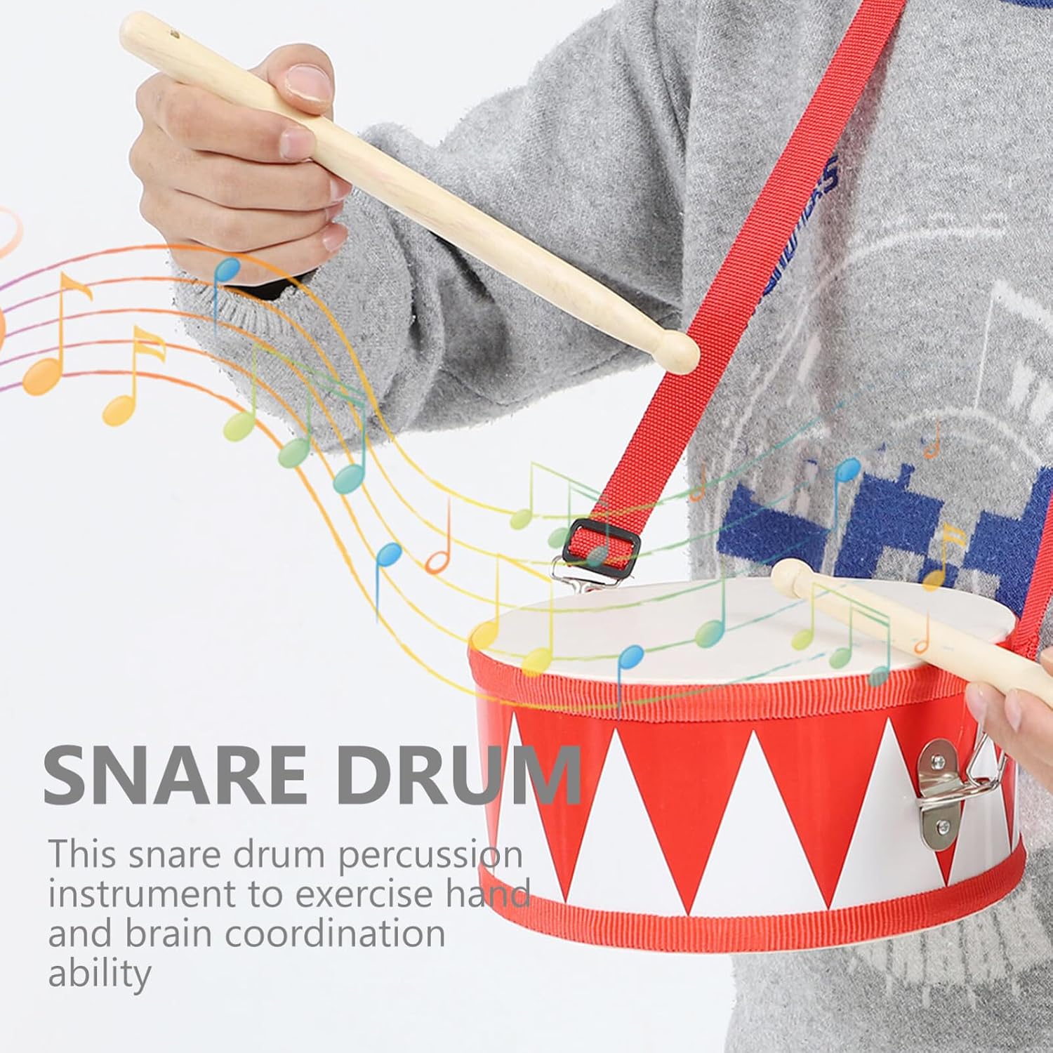 Kids Drum Set, 8 inch Wooden Toy Drum Set or Toddlers with 2 Sticks Percussion Musical Instrument for Boys Girls