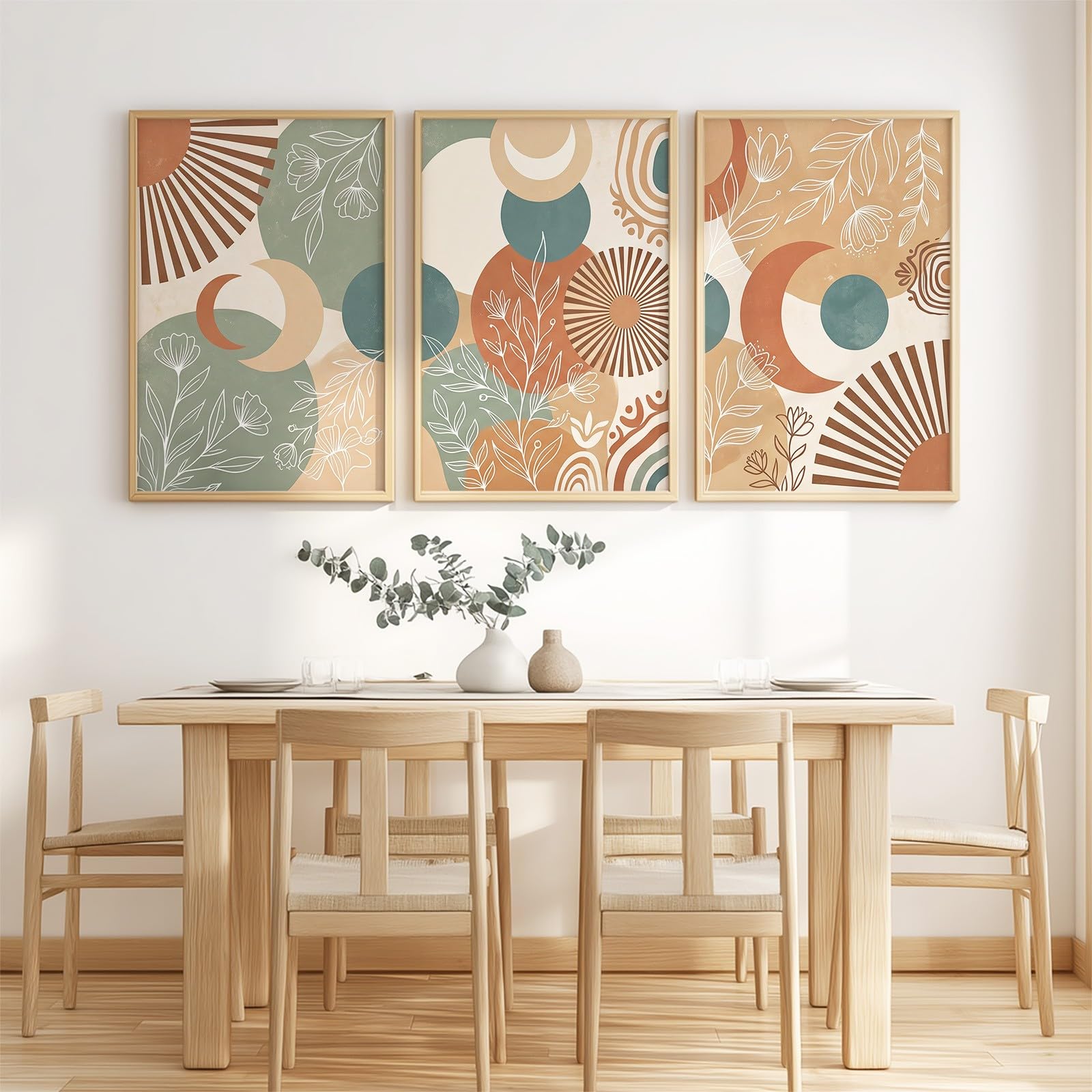 Artystyczne płótno botaniczne 3 sztuki | Ciepłe kwiatowe liście obraz dekoracja ścienna do salonu sypialni 40 x 50 cm obraz drukowany