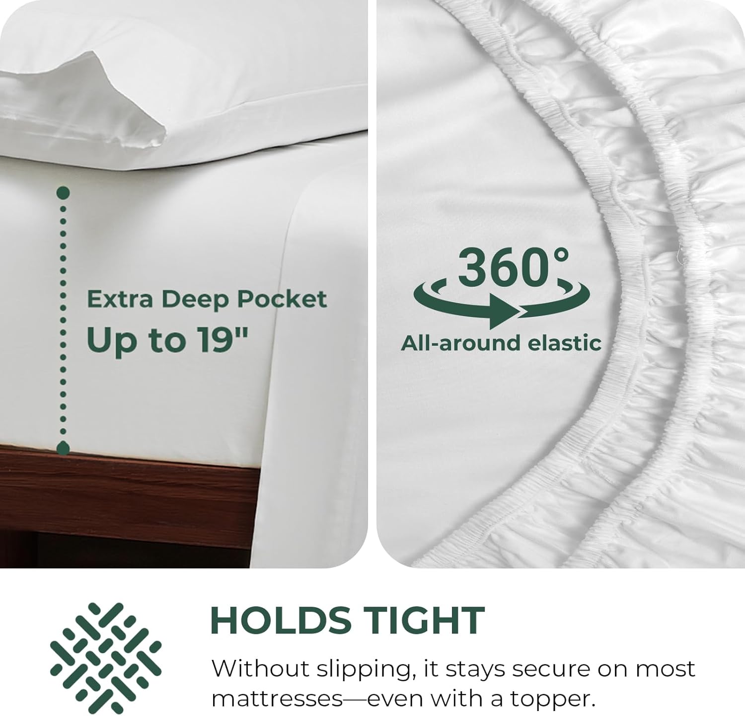 HYPREST 100% Egyptian Cotton Sheets Queen Size - 19 Inch Extra Deep Pocket Queen Sheets, 1200 Thread Count Soft Bed Sheets Long Staple Cotton White Luxury Sateen Weave - Image 6