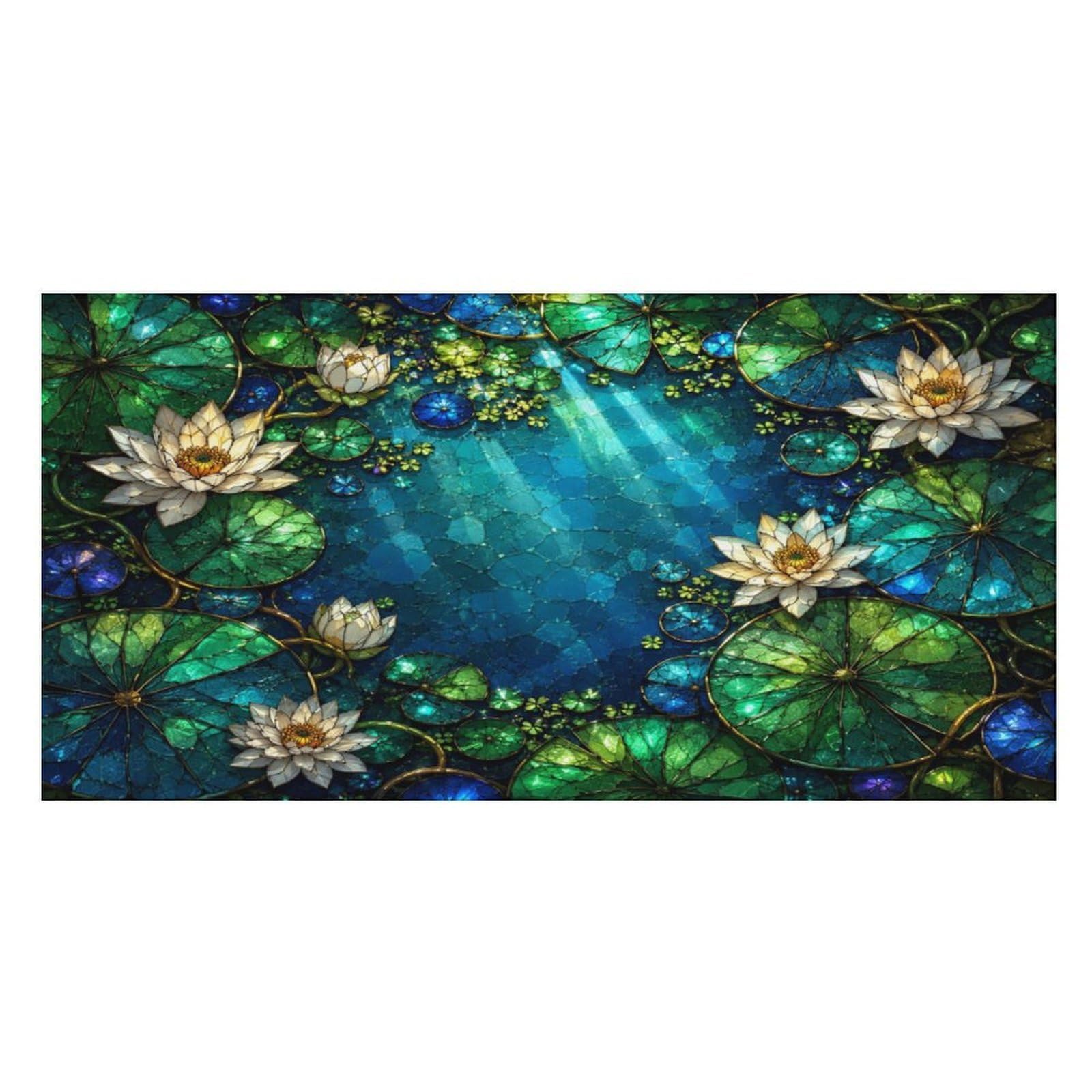 Anceky Water Lily Pond Stained Glass Oversized Beach Towel Quick Dry Sand Free Microfiber Travel Towel Lightweight Multi Purpose Beach Blanket Pool Gym Bath Towel 63x31 in