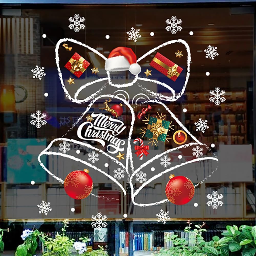 Snowflake Window Stickers Double-Sided Printed PVC Stickers for Christmas Window Decorations Holiday Decor Window Decals,45x60cm