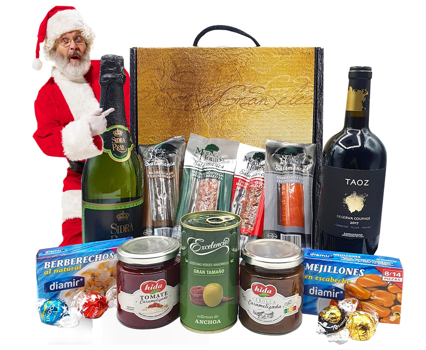Cesta Gourmet para Regalar S | Perfecta como Cesta Regalo de Día del Padre | Incluye 1 Aceite de Oliva Virgen Extra + 1 Salchichón y 1 Sobrasada Ibérica + Crema Floral de Queso + Paté al PX con pasas — view 11