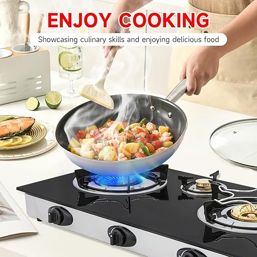 Miniatura 5 de Cocina de gas propano, estufa de gas de 3 quemadores portátil, vidrio templado de 0.28 pulgadas, encendido automático, 3 quemadores GLP para RV,