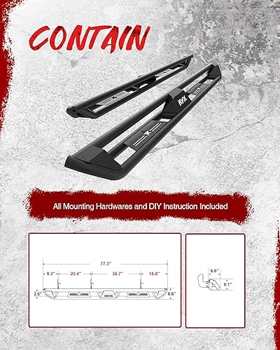 Miniatura 5 de KYX Estribos y escalones Nerf Bars para Nissan Titan Crew Cab 2004-2024, un par de escalones laterales de puerta de automóvil de 5 pulgadas, barras