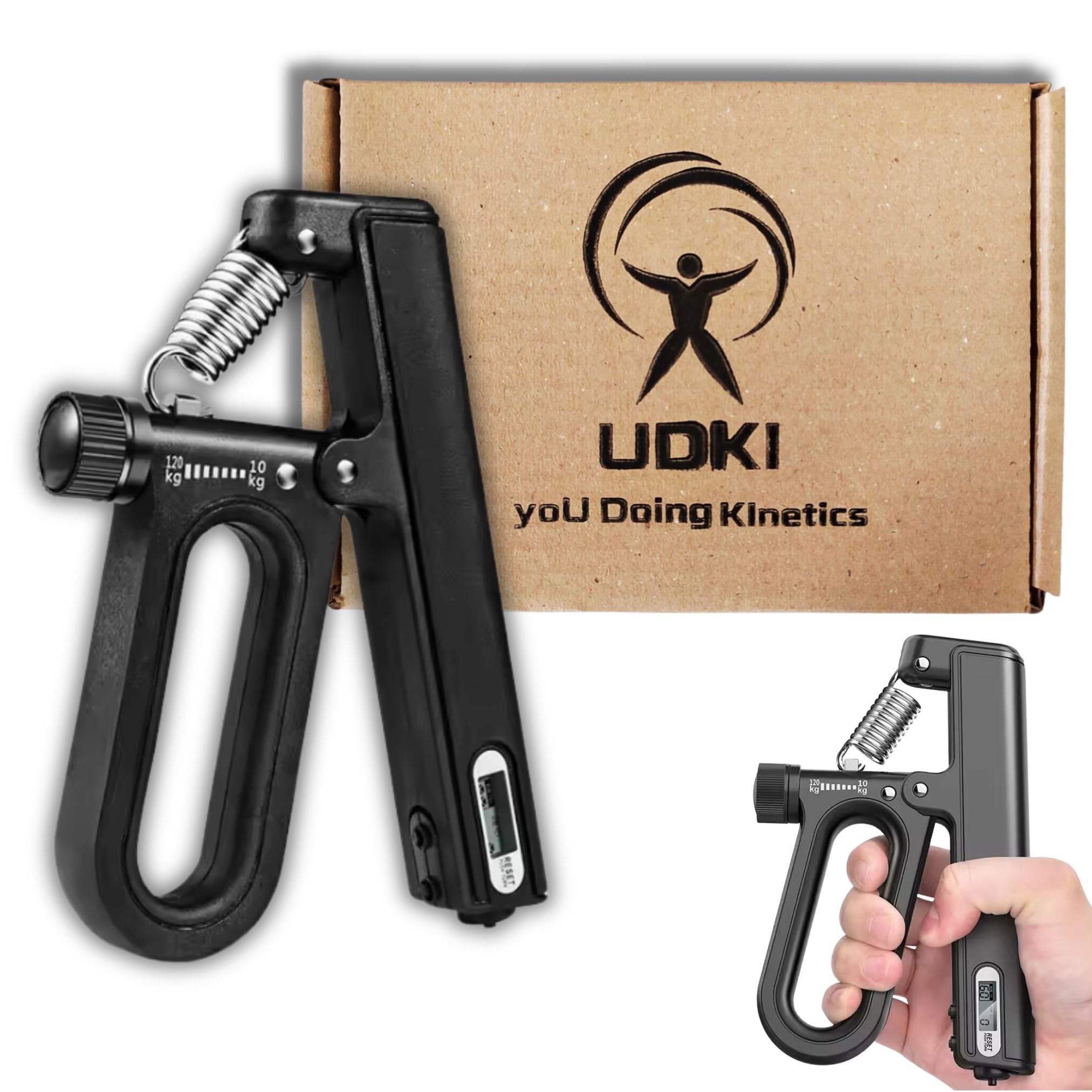 Blaze Black Hand Grip Strengthener with Smart Timer & Counter, Adjustable Resistance 10-120kg, O-Shape Non-Slip Handle, Forearm, Wrist, & Arm Exerciser for Muscle Building & Injury Recovery