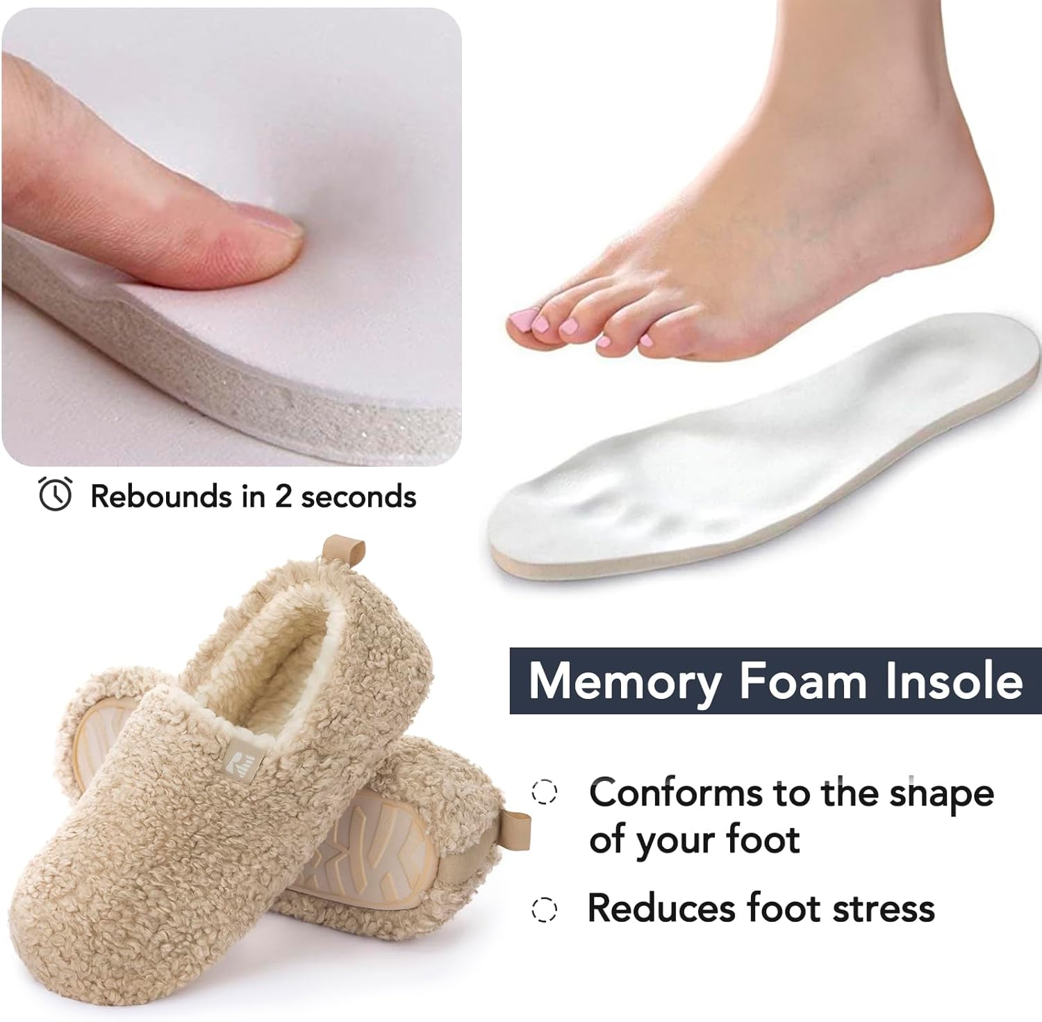 RockDove Women's Faux Shearling Closed Back Slipper with Memory Foam - Image 3