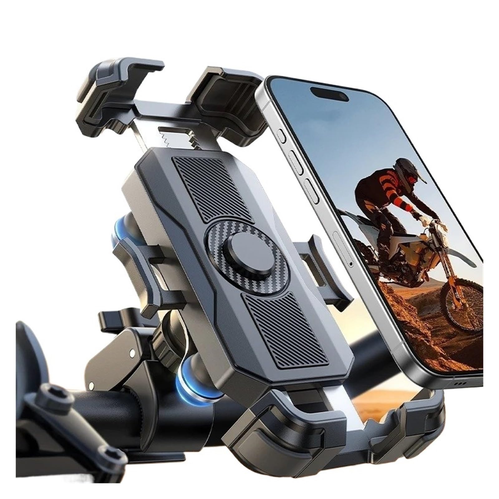 Support GPS Moto Support de téléphone pour Moto, Vue à 360°, Anti-Vibration, pour Guidon vélo, Utilisation Une Main, pour modèles 4,7 Pouces