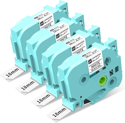 Vixic D480BT - Cintas de etiquetas de repuesto de 0.71 pulgadas para TZe-241, color negro sobre blanco, 0.709 in, 0.7 pulgadas, laminado TZe241