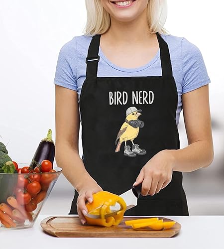Miniatura 2 de Delantal de nerd de pájaro para mujer con 2 bolsillos, divertido Twitcher impermeable ajustable babero delantal de cocina delantal de observador de