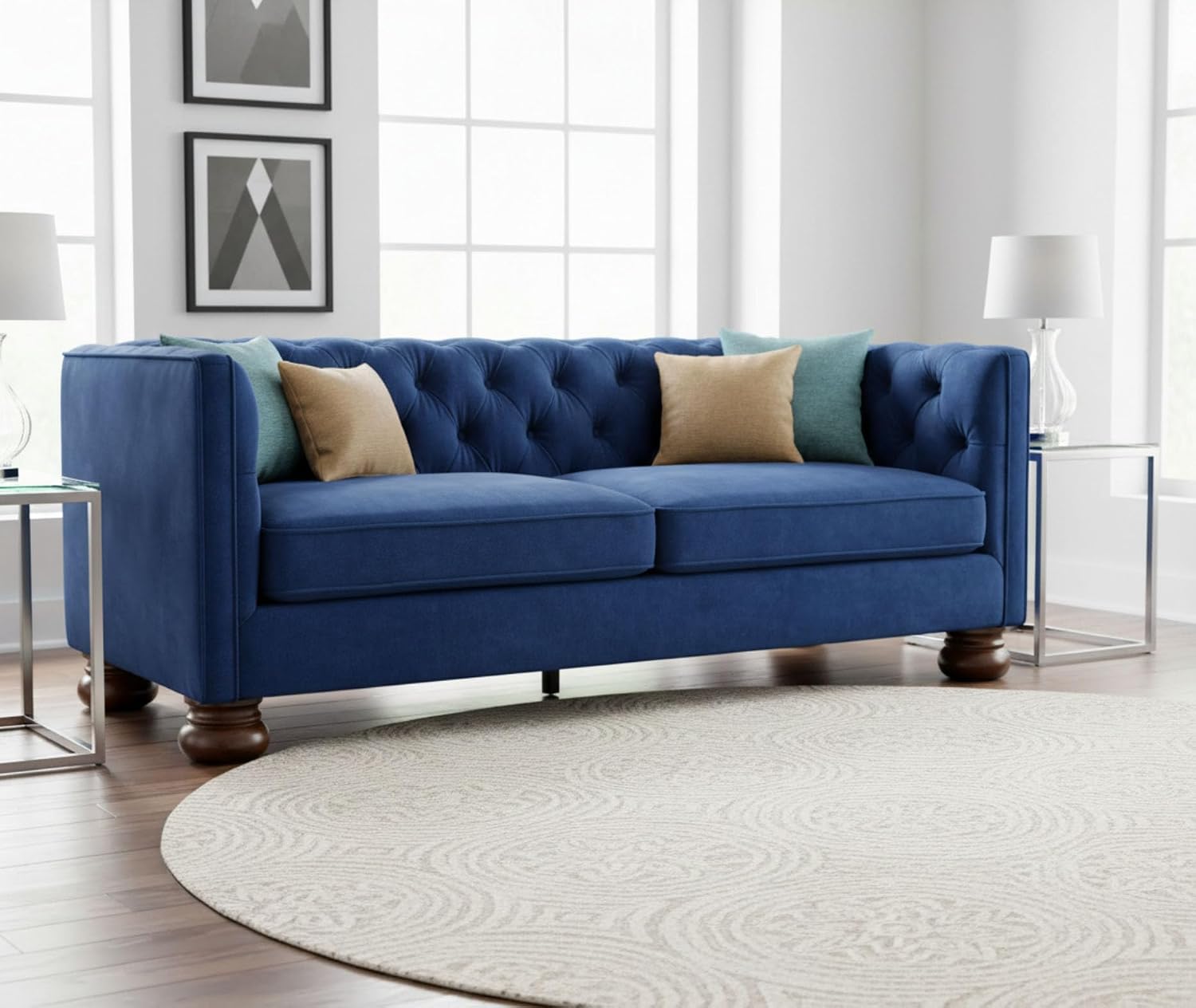 3" Turned Round Walnut Furniture Legs Sofa/Couch/Ottoman Buns - Set of 4