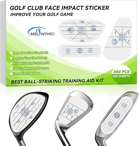Melanther Golf Impact Tape 300Pcs, Golf Impact Stickers for Woods Irons and Putters Each 100 Pcs, Self-Teaching Sweet Spot and Consistency Analysis,