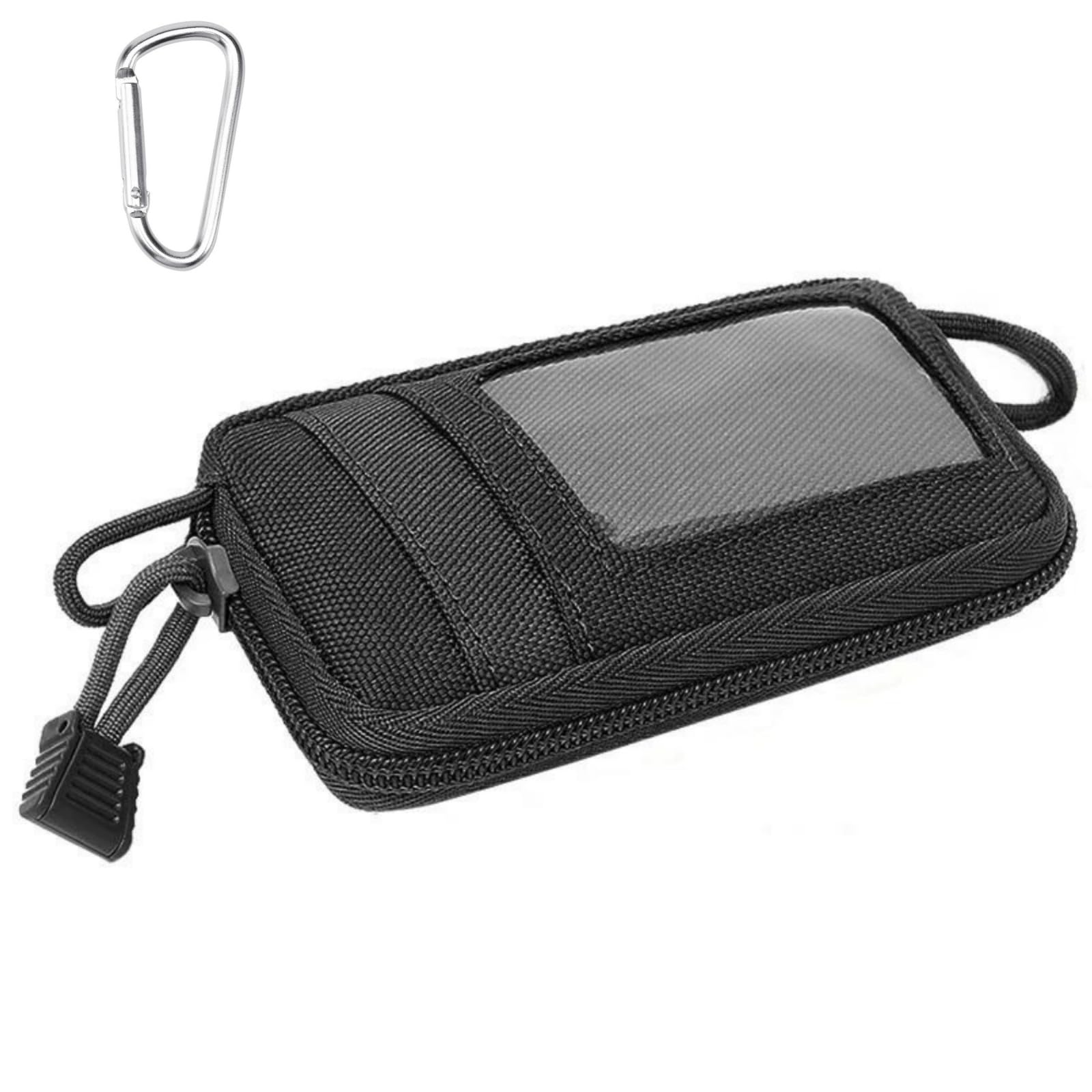1000D Tactical Daily Carry Pouch Wallet Outdoor Key Coin Purse Belt Waist Bag Fanny Pack Earphone Bag for Hunting Camping (Black)