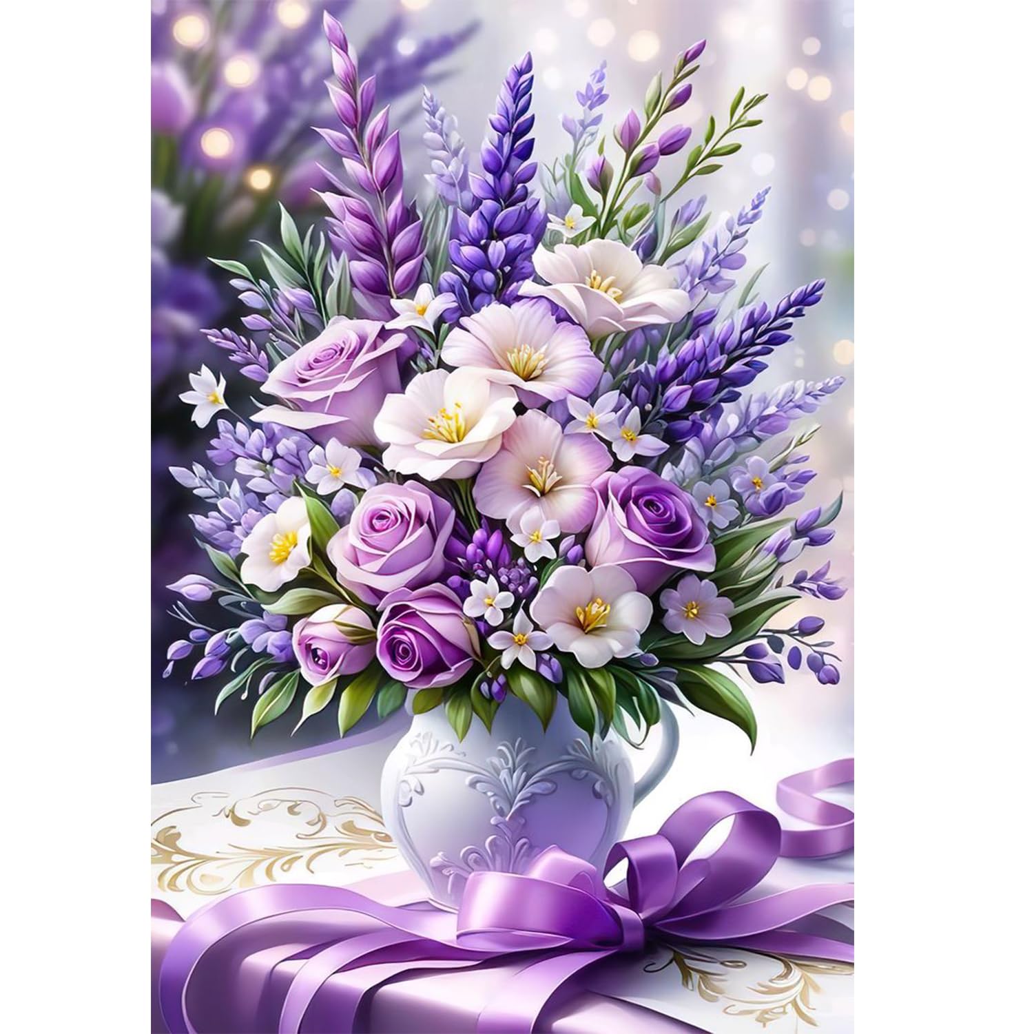 Qianbaiuk Diamond Painting Blumen,Diamond Painting Erwachsene,Blumen Diamond Painting Set für Erwachsene für Geschenk und Home Wand Dekor12x16inch