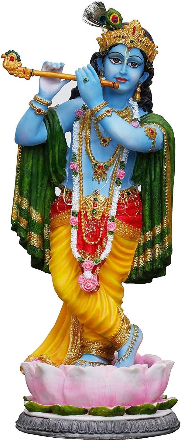 The DIVINE MART Large Standing Krishna Idol-Hindu God and Goddess Idol/Statue/Murti/Figurine(22")-Polyster Resin-Multicolour