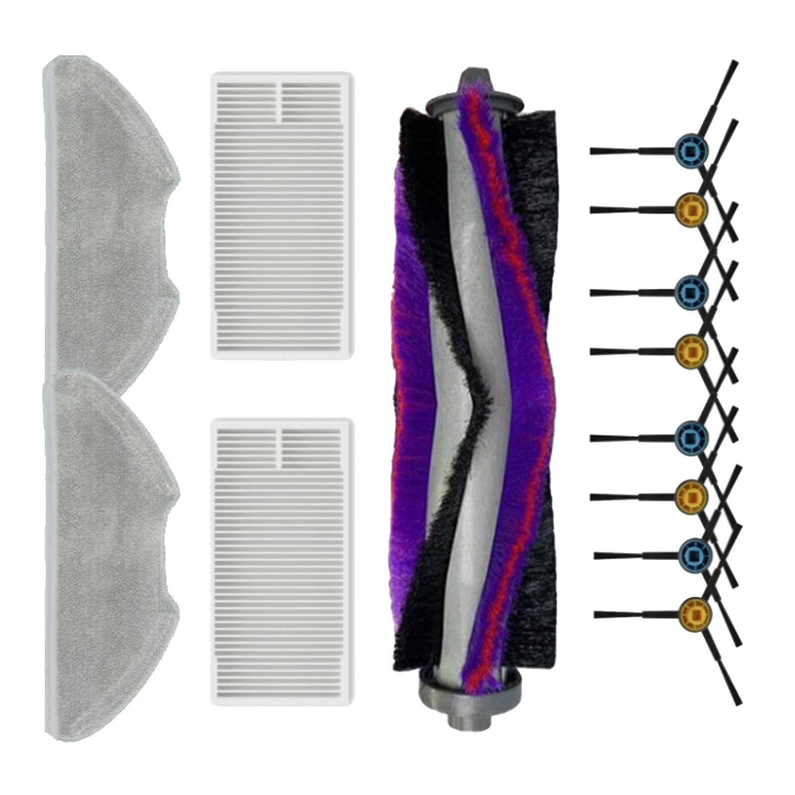 CSKB 13 Pack Replacement Parts Accessories for Eureka E10S Robot Vacuum Cleaner, Vacuum Parts for Eureka,1 Main Brush, 2 Filter, 2 Mop Pad, 8 Side Brush