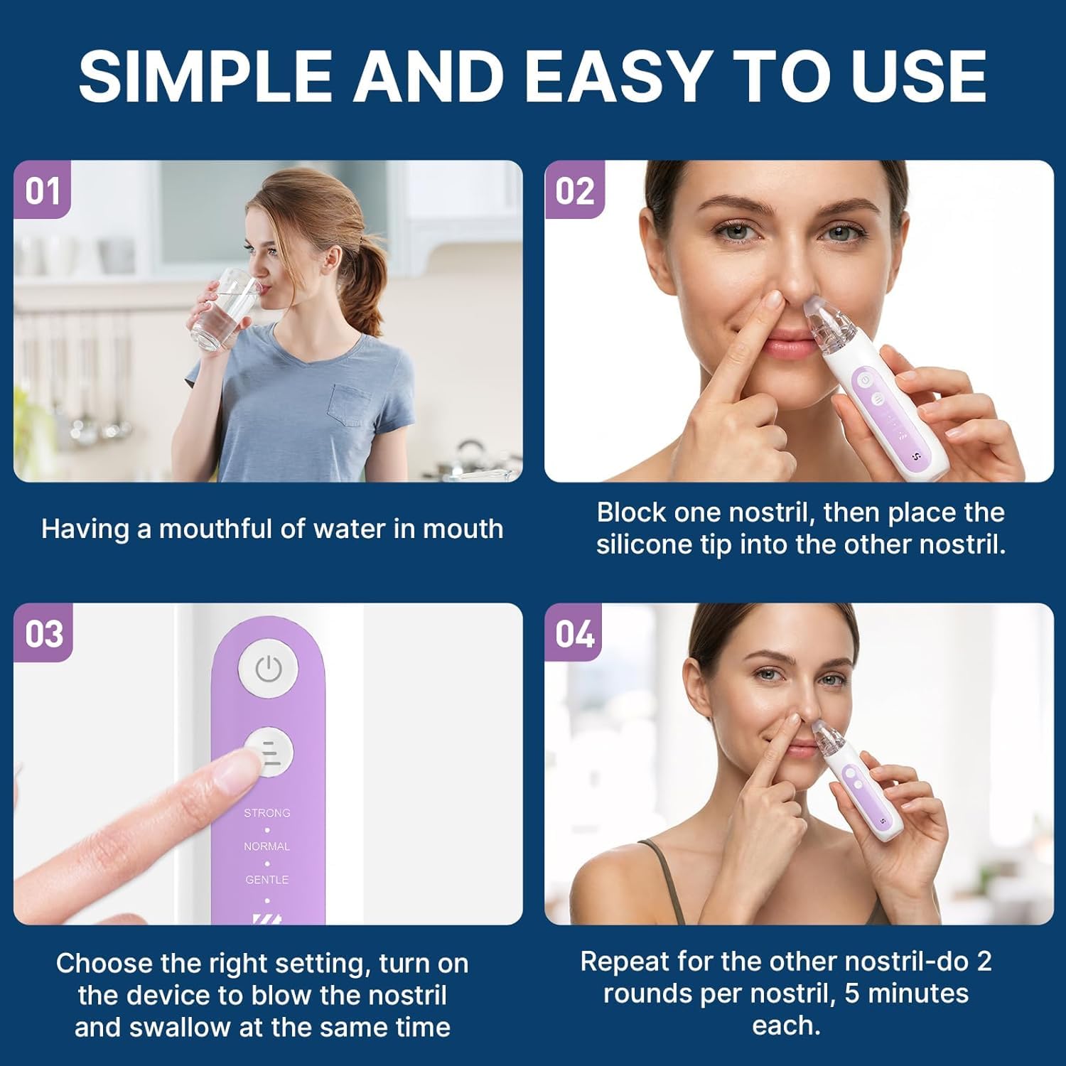 Eustachian Tube - Dispositivo portatile per alleviare la pressione dell'orecchio, per viaggi in aereo, cambiamenti di altitudine per immersioni, non invasivo, con 3 impostazioni regolabili, per