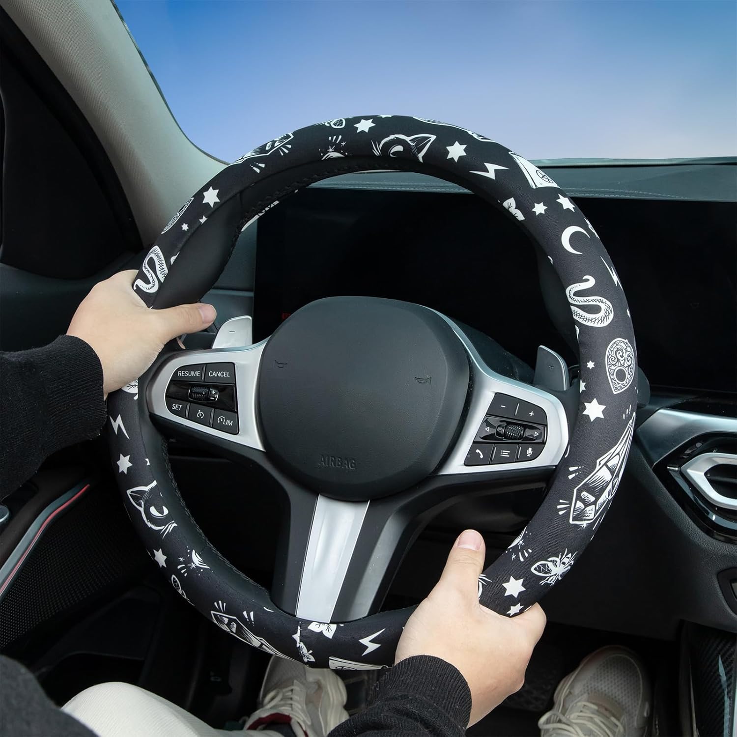 Magic Witch Steering Wheel Cover Auto Steering Wheel Protector, Anti-Slip, Breathable, Absorbing Sweat, Universal Car Accessories 14.5–15 inch,Fit for Most Car, Trucks, SUV - Image 3