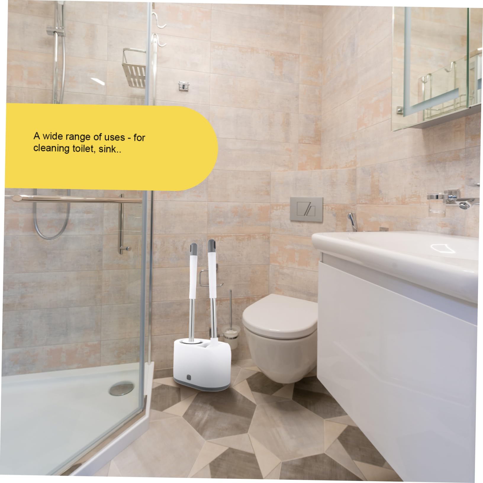 Juego de escobilla de inodoro con soporte, kit de limpieza de baño de plástico, accesorios de limpieza de inodoro para el hogar, fácil de usar y mantener