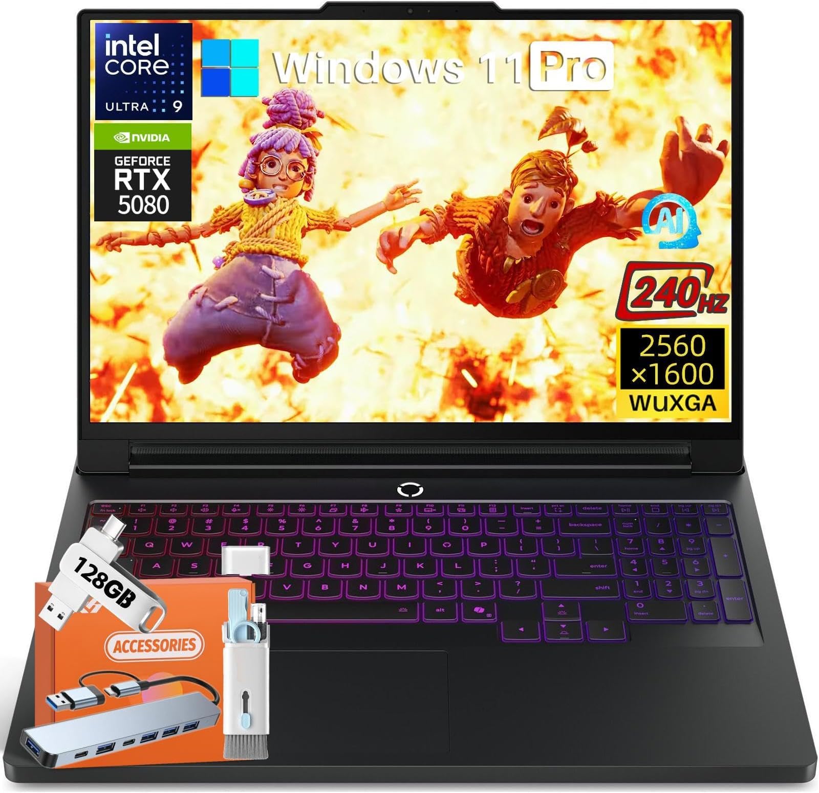 Legion Pro 7i Gen 10 Gaming Laptop 2025, GeForce RTX 5080 16GB GDDR7, Intel Ultra 9 275HX 24-Core 5.4GHz, 16" WQXGA OLED 500nits 240Hz, 32 GB DDR5, 1 TB SSD, Wi-Fi 7, Win11 Pro, w/Accessories