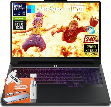 Lenovo Legion Pro 7i Gen 10 Gaming Laptop 2025, GeForce RTX 5080 16GB GDDR7, Intel Ultra 9 275HX 24-Core 5.4GHz, 16" WQXGA OLED 500nits 240Hz, 64 GB DDR5, 2 TB SSD, Wi-Fi 7, Win11 Pro, w/Accessories