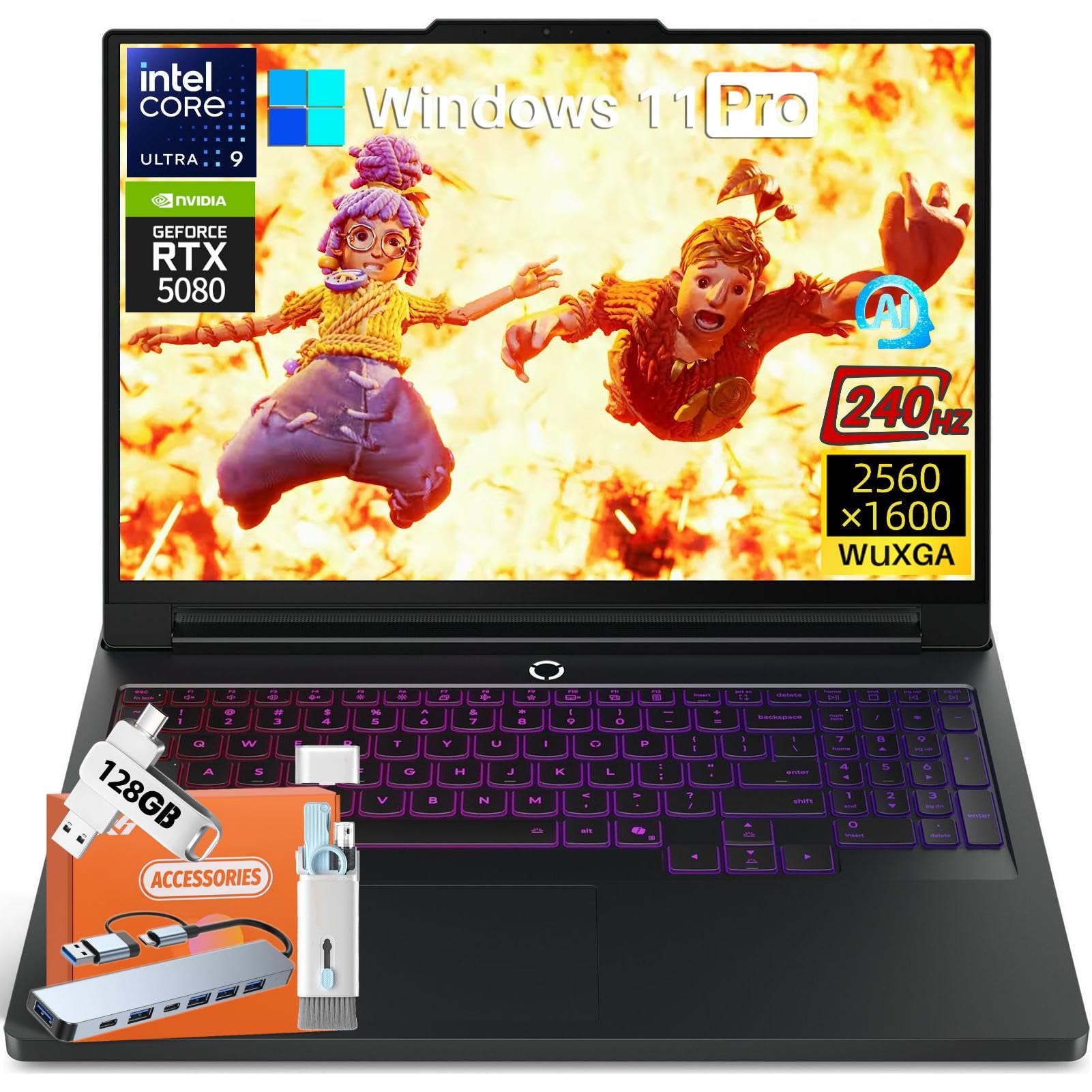 Lenovo Legion Pro 7i Gen 10 Gaming Laptop 2025, GeForce RTX 5080 16GB GDDR7, Intel Ultra 9 275HX 24-Core 5.4GHz, 16" WQXGA OLED 500nits 240Hz, 32 GB DDR5, 1 TB SSD, Wi-Fi 7, Win11 Pro, w/Accessories