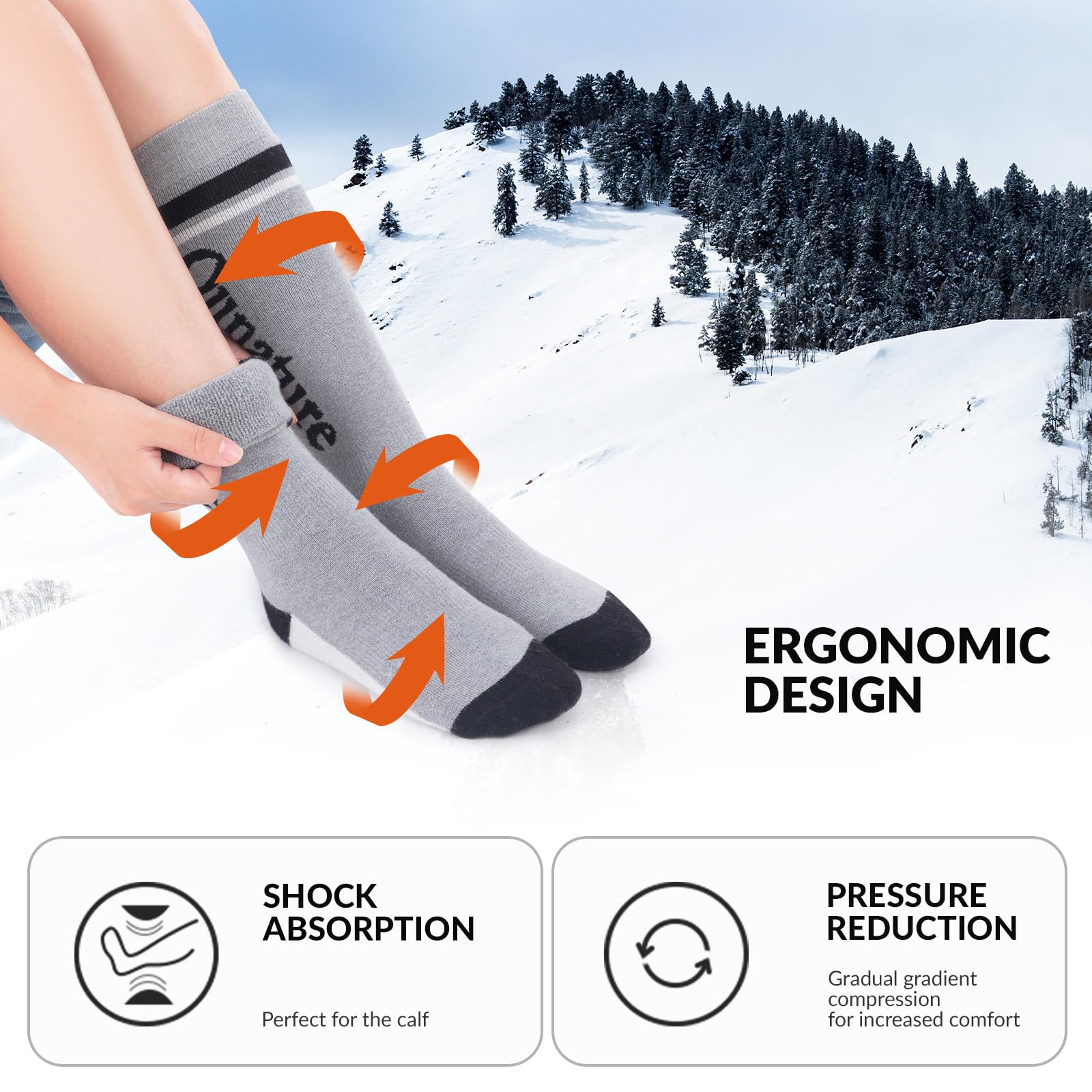 Calcetines de Esquí para Niños 1 Par de Calcetines Calientes sobre Rodilla Calcetines Invierno para Snowboard Esquiar Senderismo Trekking 25-36