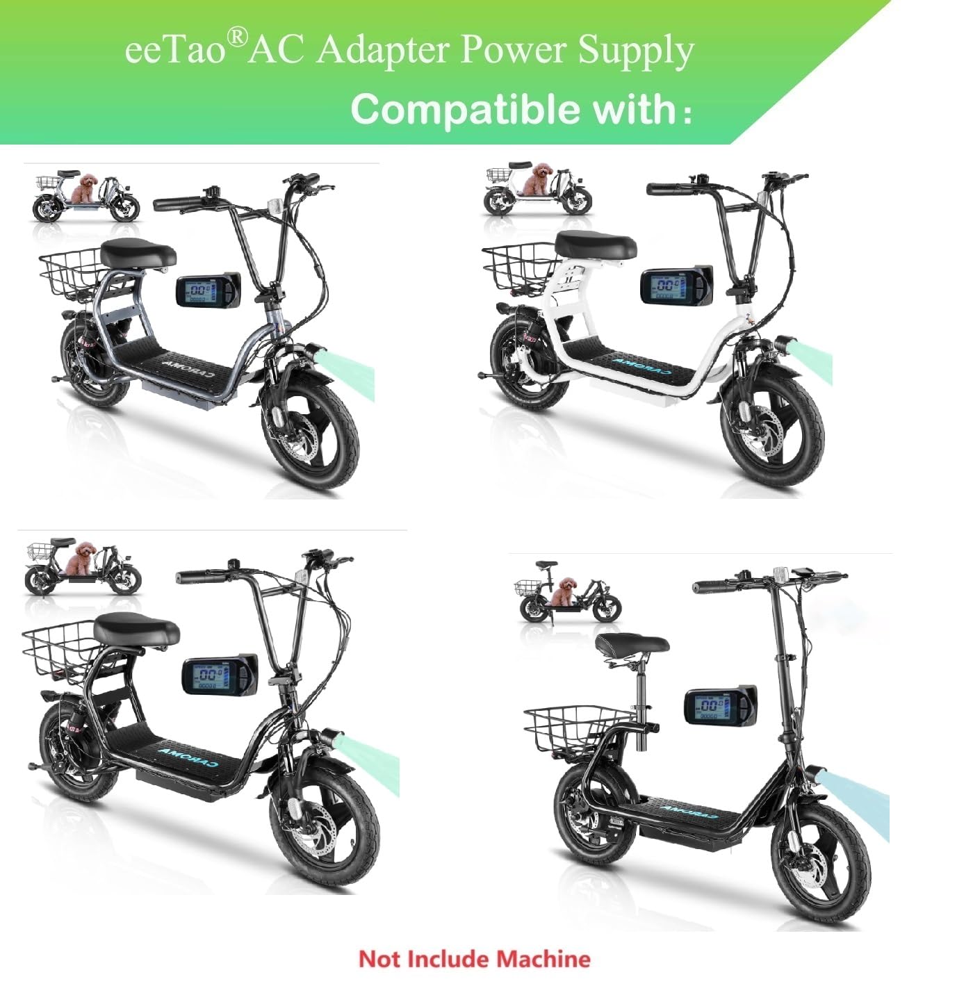 eeTao 54.6V 2A AC/DC Adapter Replacement Charger Compatible with Caroma P1 P2 P3 Peak 819W Electric Scooter 48V 7.8Ah 375Wh 48VDC 10.2Ah 500Wh Lithium-ion Battery Power Supply Cable Cord Power Cord