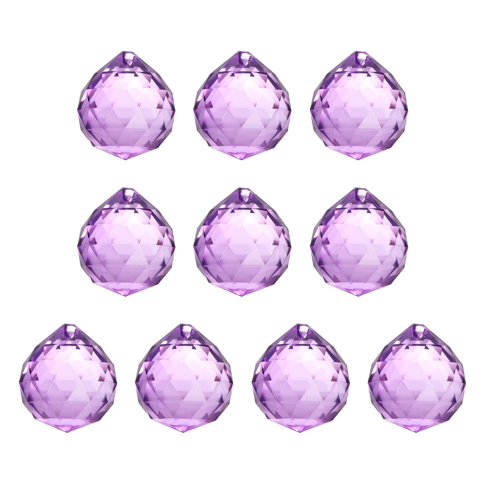 YELARXI Crystal Ball Prisms, Sun Catcher Hanging Prism Sun Catcher Pendant 24mm / 0.94Inch & 10 Pack & Crystal Purple-Fitting for (Outdoor/Indoor/Windows/DIY Decor/Feng Shui/Chandelier)