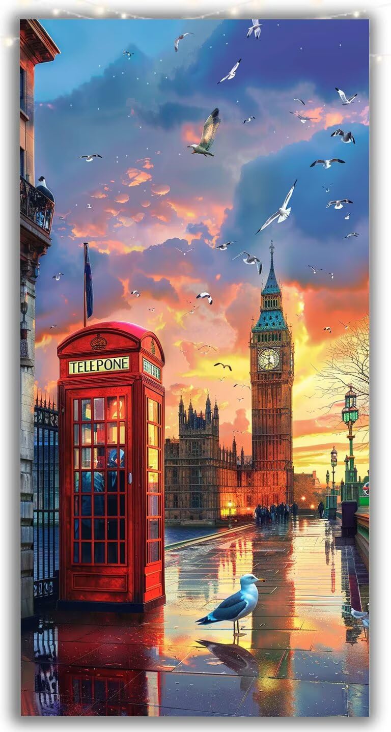 Diamond Painting Kit Completo Torre Dell'Orologio Diamond Painting Grandi Dimensioni Crepuscolo, 80x160cm DIY Passatempo Adulti, Pittura Diamante, Attività Antistress e Relax, Hobby Meditativo Y1-1082
