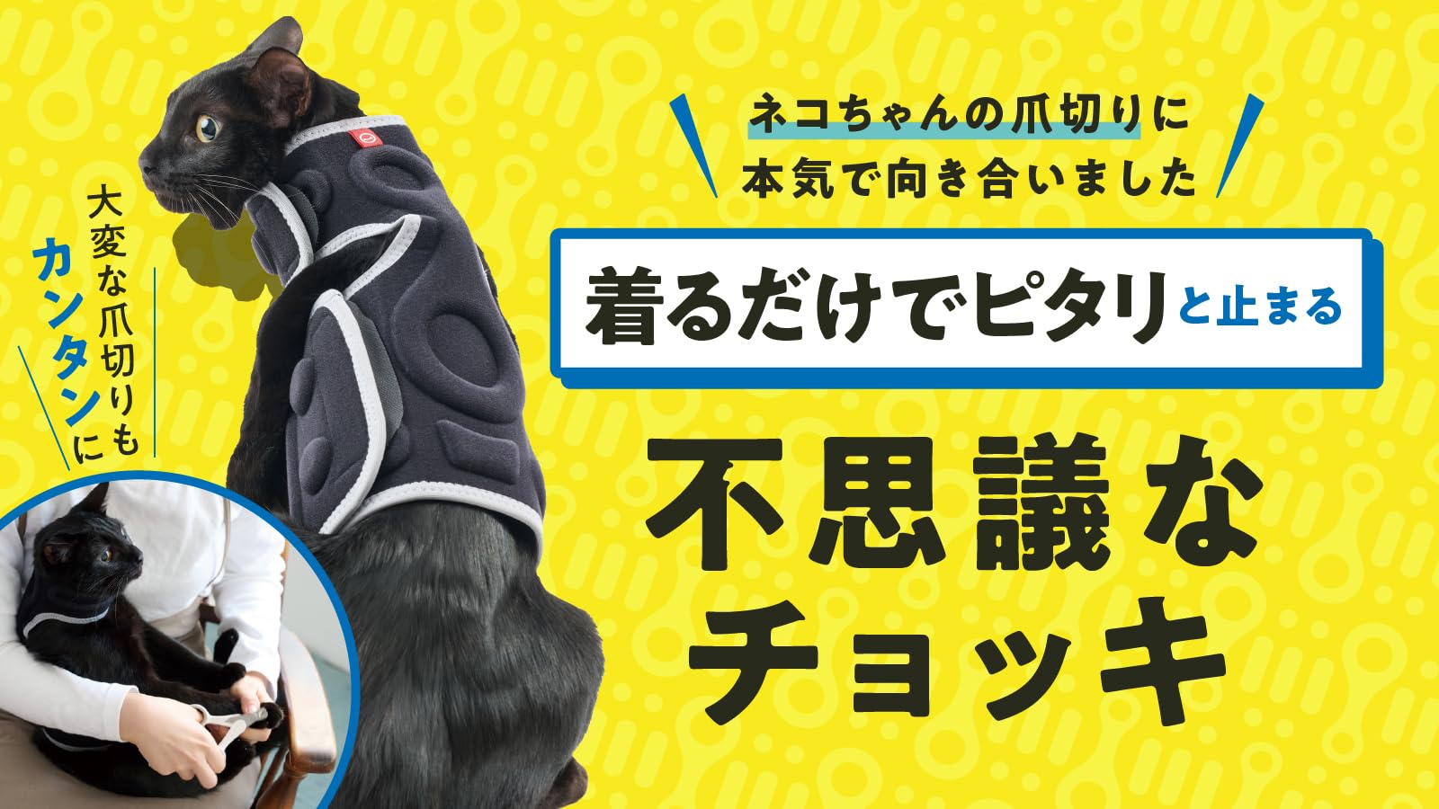 【anifull 公式】アニサポ にゃんケアチョッキ ブラック 猫 爪切り 爪と…