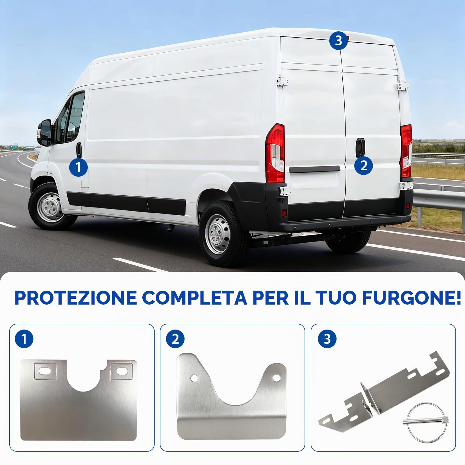 Blocco di sicurezza per portellone per Fiat Ducato, Jumper, Boxer X250 X290 H1/H2/H3 – Dispositivo antifurto con perno ribaltabile, accessorio per camper