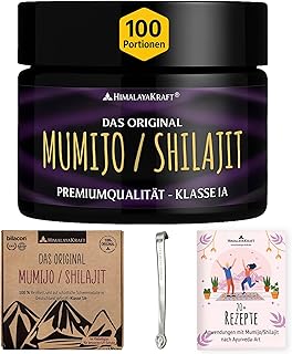 Shilajit Harz Original Himalaya – Mumijo – Laborgeprüft in Deutschland – 82% Fulvinsäure – Patentiert gereinigt – 85+ Mineralien – 30 g für 100 Tage – Vegan – UV-Schutzglas – Premium