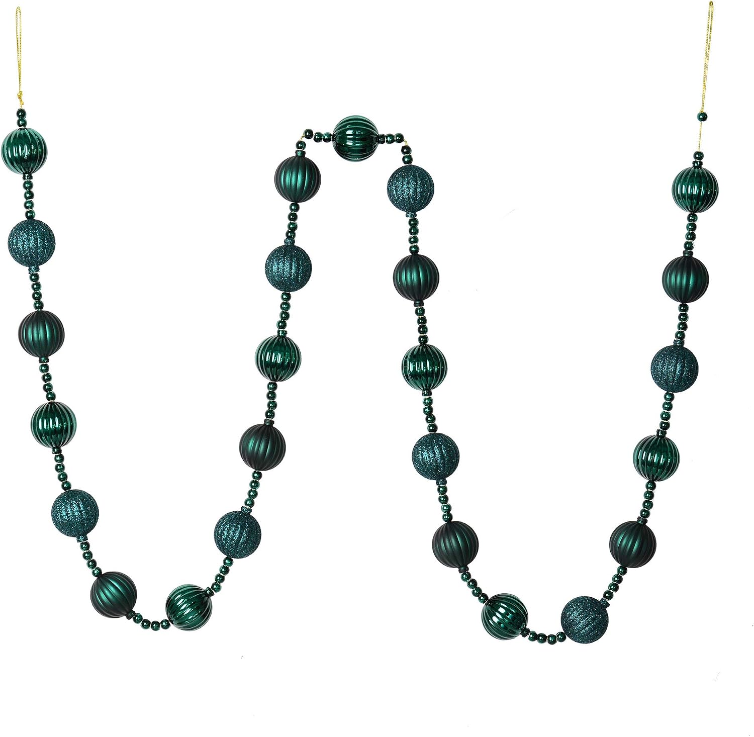 Vickerman 6' Midnight Green Stripe Ball Ornament Christmas Garland
