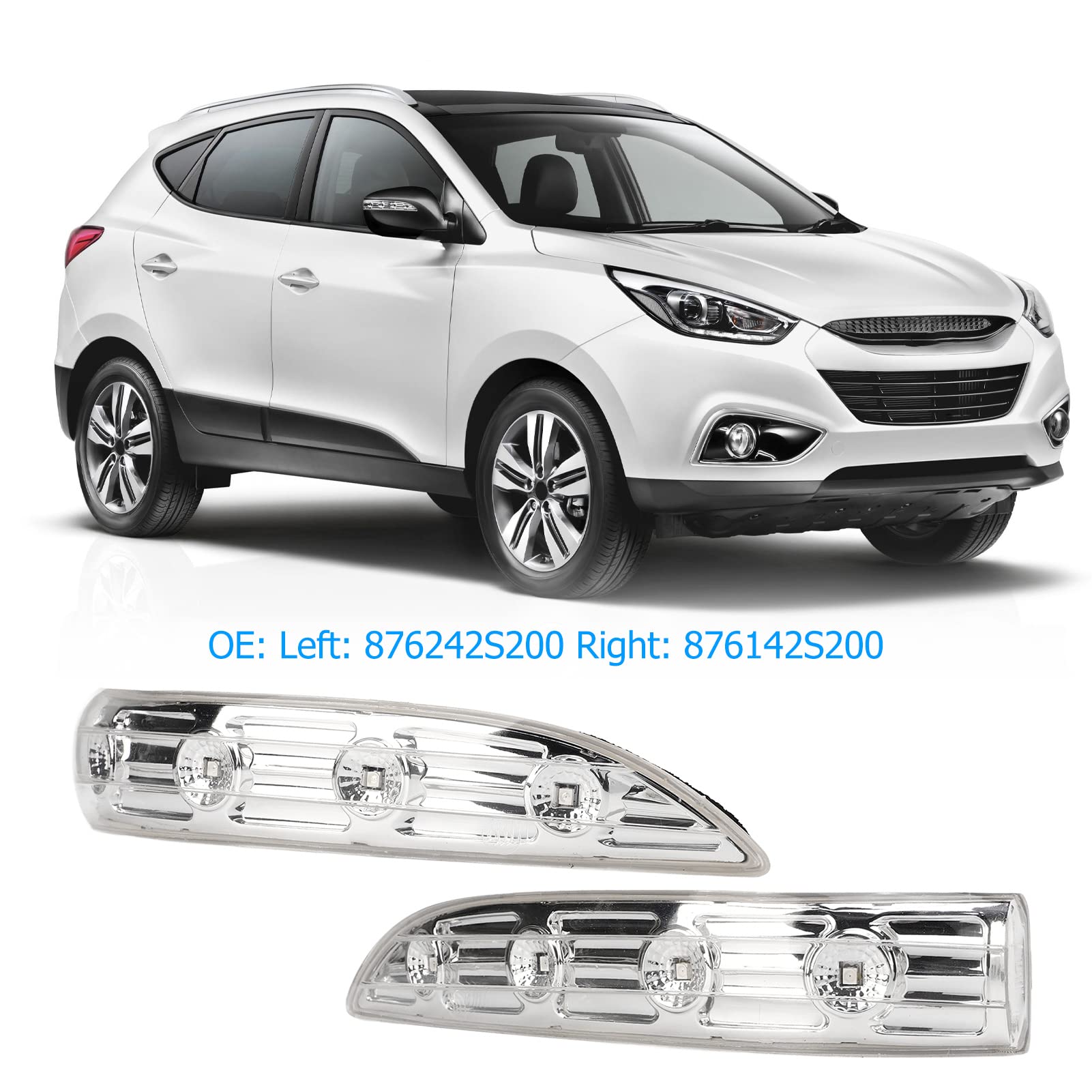 Aramox Luces LED para Espejo Lateral, Luz Indicadora de Señal de para Espejo Retrovisor compatible con Ix35 2010-2015, 1 Par