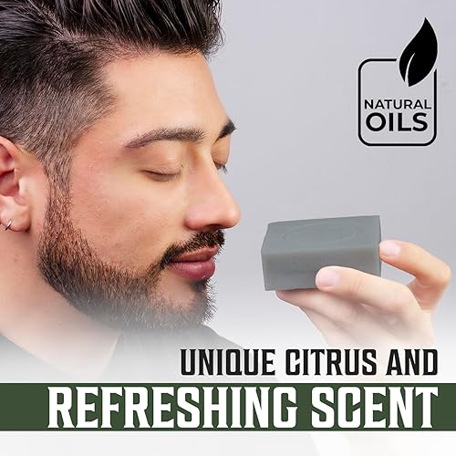 Miniatura 6 de Viking Revolution Jabón natural de árbol de té para hombres, barra de jabón para hombre con aceites esenciales, jabón en barra prensado en frío para