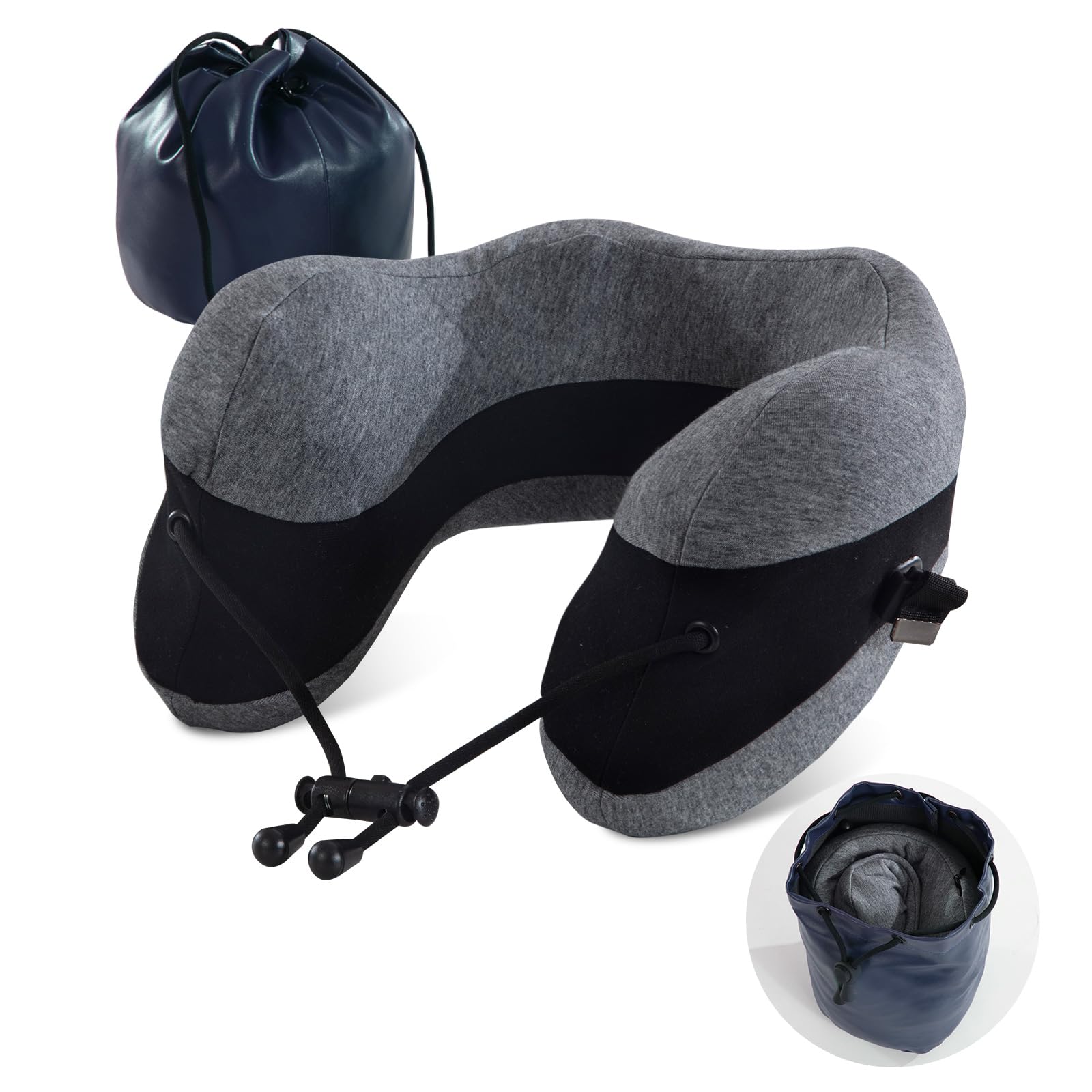 MABOZOO Memory Foam Travel Neck Pillow for Airplanes Traveling,Soft Adult Flight Pillow,Adjustable Height Neck Support Pillow for Sleeping,Head Rest for Plane Travel,Car,Office