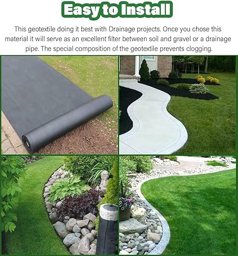 Miniatura 2 de 7oz Non-Woven Geotextile Fabric for French Drain-Durable PP Landscape Weed Barrier, 3ft6.5ft Wide(1.5mx30m4.9ftx98.4ft WxL)