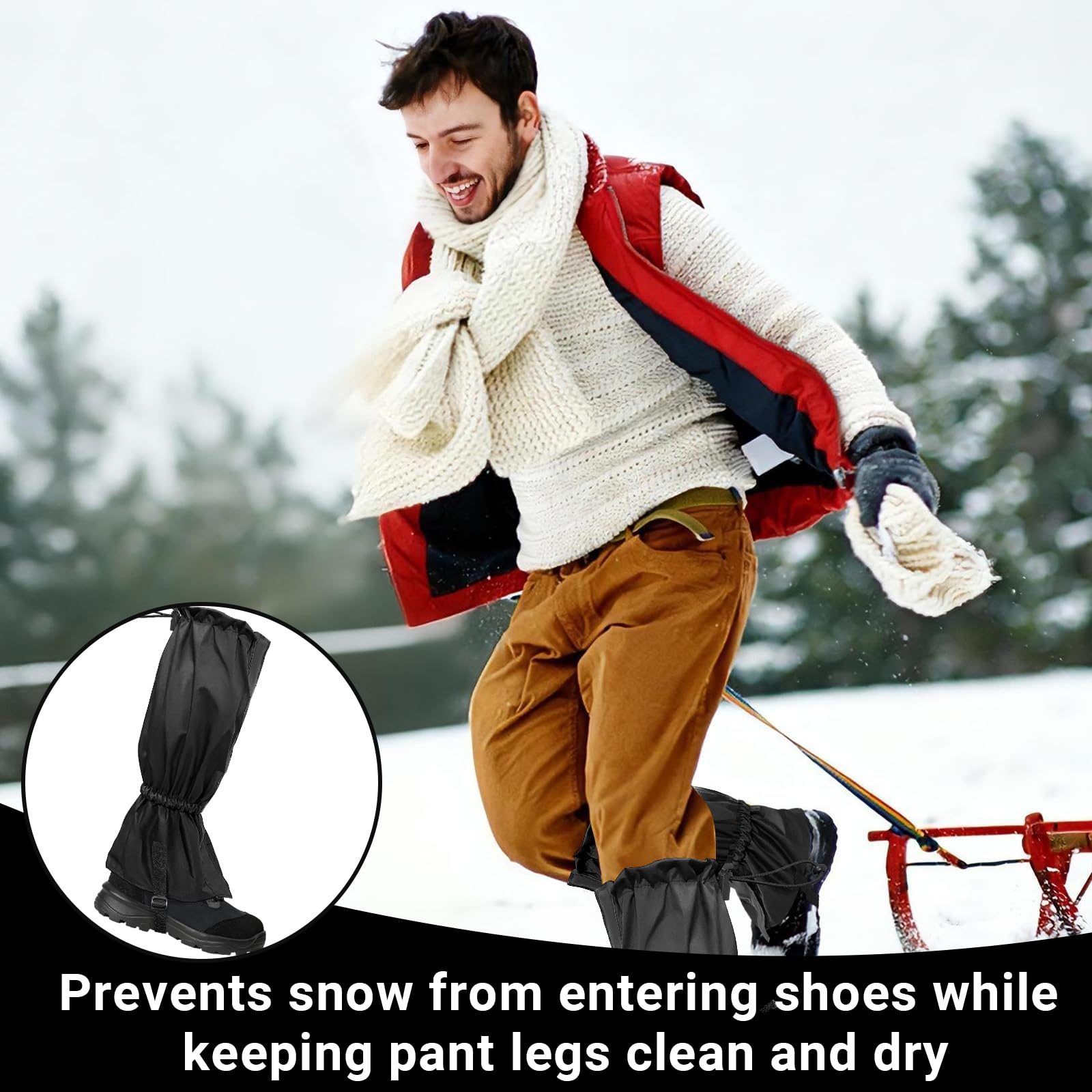 Bellanova Guêtres Imperméables, 1 Paire de Guêtres de Randonnée, Guêtres de Neige Respirantes Antidérapantes pour Ski, Trekking et Activités Outdoor