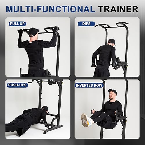 Miniatura 5 de BARWING Power Tower - Estación de barra de dominadas de altura ajustable para gimnasio en casa, equipo de entrenamiento de fuerza, 550 libras