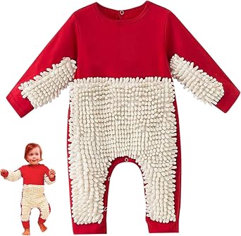 Baby at Work Mop Outfit, Cute Baby Mop Outfit, Onesie, Long Sleeve Romper for Crawling 85cm crawling