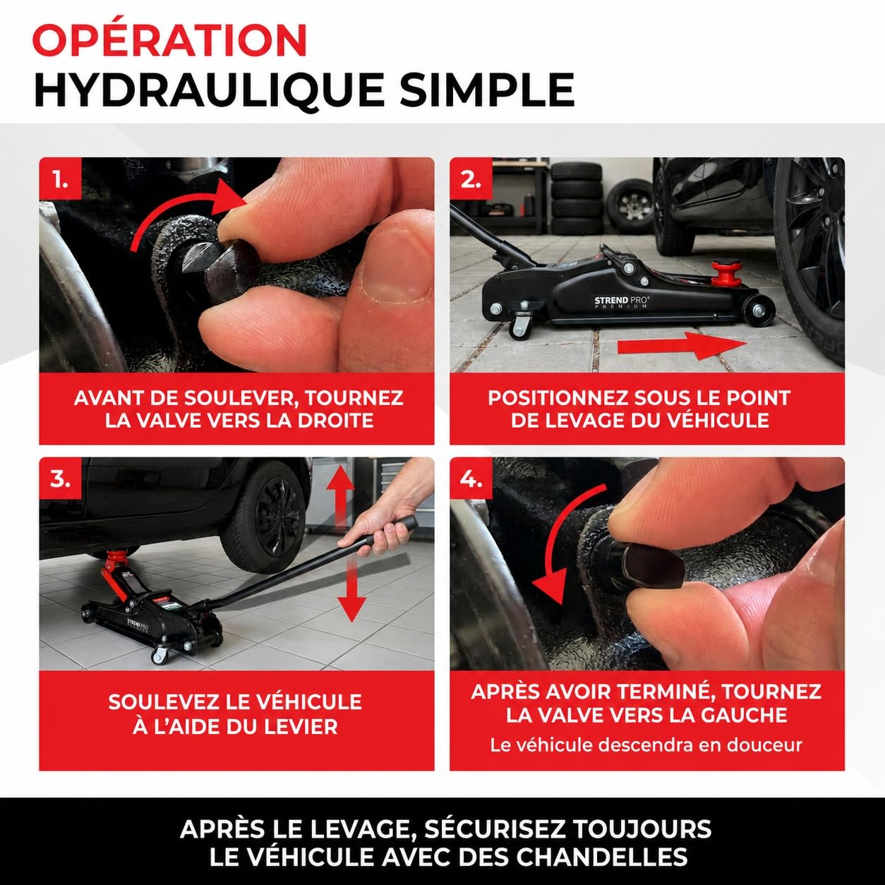 STREND PRO Premium Cric rouleur hydraulique 2,5 t, Profil Bas, Hauteur 80-360 mm, sur roulettes avec Adaptateur en Caoutchouc pour Voiture