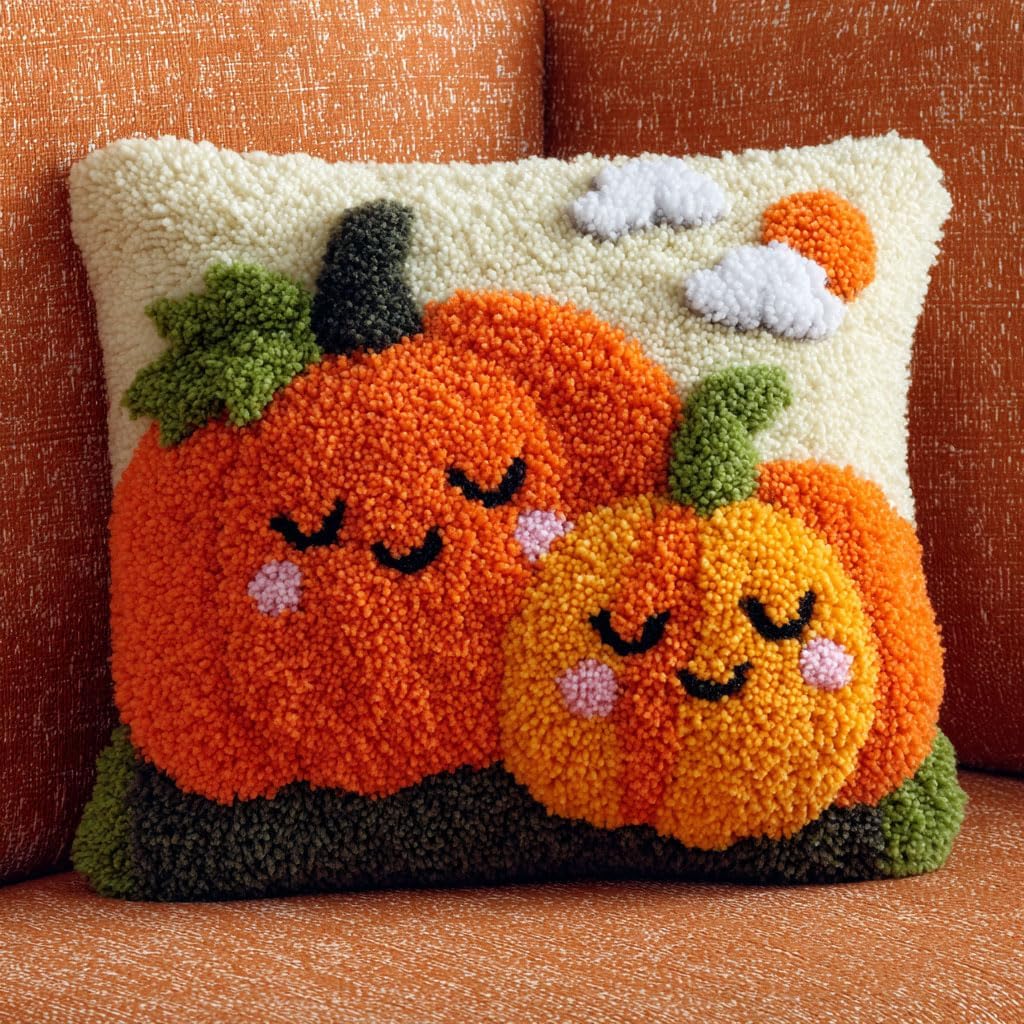 AMBATTERY Latch Hook Kits for Adults Beginners Colorful Flowers DIY Crochet Pillow Kit Pre-Printed Pillowcase Hook and Latch Rug Kits Needlework Cushion Cover 17x17 in