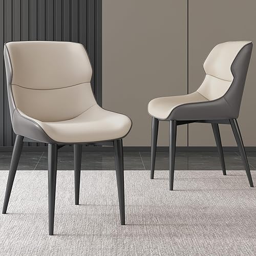 Miniatura 13 de Juego de 2 sillas de comedor color blanco crema, cómodas sillas de cocina con asiento y respaldo de alta elasticidad para sala de estar, dormitorio,