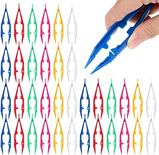 Kynigo 36Pcs Plastic Tweezers Beads Tweezers for Dried, Handmade Bead Tweezer Plastic Forceps Craft Tweezer for DIY Bead Jewelry Making Beading Project