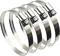 EesTeck 4" Adjustable 304 Stainless Steel Hose Clamps (4 Pack) - Rust-Proof Duct Pipe Clamps for Air Ducting, 91-114mm